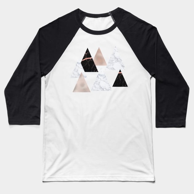 Marble geometric triangles Baseball T-Shirt by peggieprints